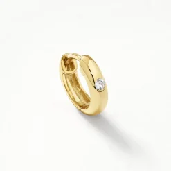 Hot White Topaz Round Curve Huggies in Gold Natural Gemstones | 18k Fine Gold Plated