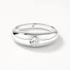 Best White Topaz Round Curve Pinky Ring in Silver Under $150 | Natural Gemstones