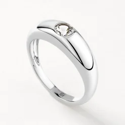 Best White Topaz Round Curve Pinky Ring in Silver Under $150 | Natural Gemstones