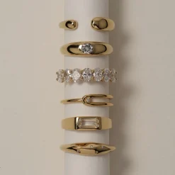 Discount White Topaz Signet Pinky Ring in Gold Gifts For Him | Natural Gemstones