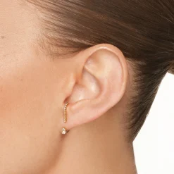 Clearance White Topaz Suspender Jacket Earrings in Gold Natural Gemstones | 18k Fine Gold Plated