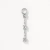 Fashion White Topaz Trio Drop Charm in Silver Natural Gemstones | 925 Sterling Silver