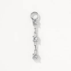 Fashion White Topaz Trio Drop Charm in Silver Natural Gemstones | 925 Sterling Silver