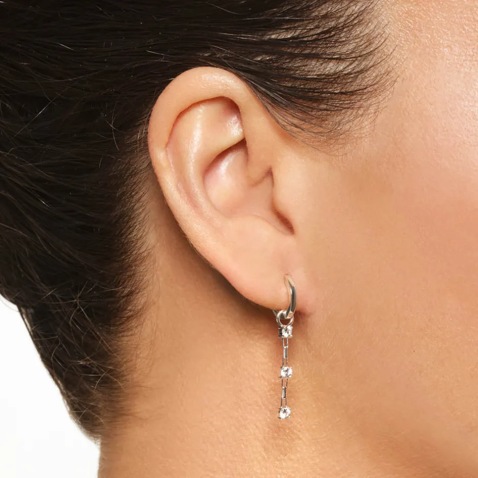 Fashion White Topaz Trio Drop Charm in Silver Natural Gemstones | 925 Sterling Silver