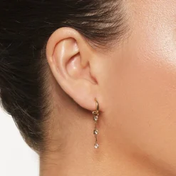 New White Topaz Trio Drop Charm in 10k Gold Natural Gemstones | 10k Gold
