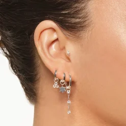 Fashion White Topaz Trio Drop Charm in Silver Natural Gemstones | 925 Sterling Silver