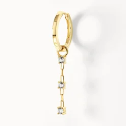 New White Topaz Trio Drop Charm in 10k Gold Natural Gemstones | 10k Gold