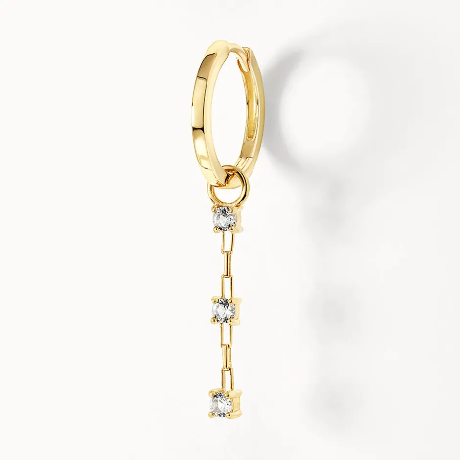 New White Topaz Trio Drop Charm in 10k Gold Natural Gemstones | 10k Gold
