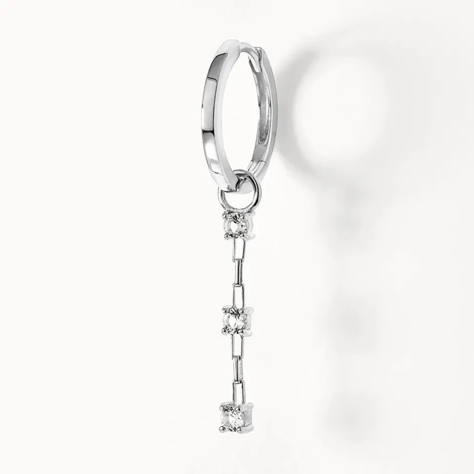 Fashion White Topaz Trio Drop Charm in Silver Natural Gemstones | 925 Sterling Silver