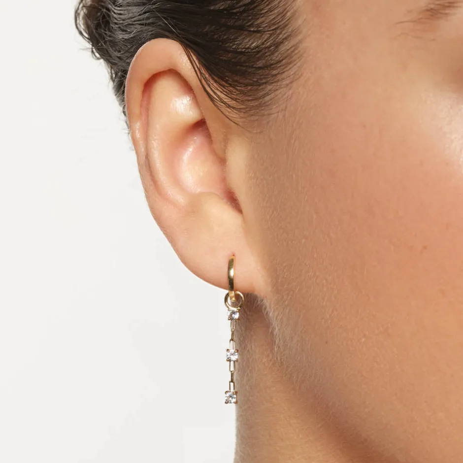 New White Topaz Trio Drop Charm in 10k Gold Natural Gemstones | 10k Gold