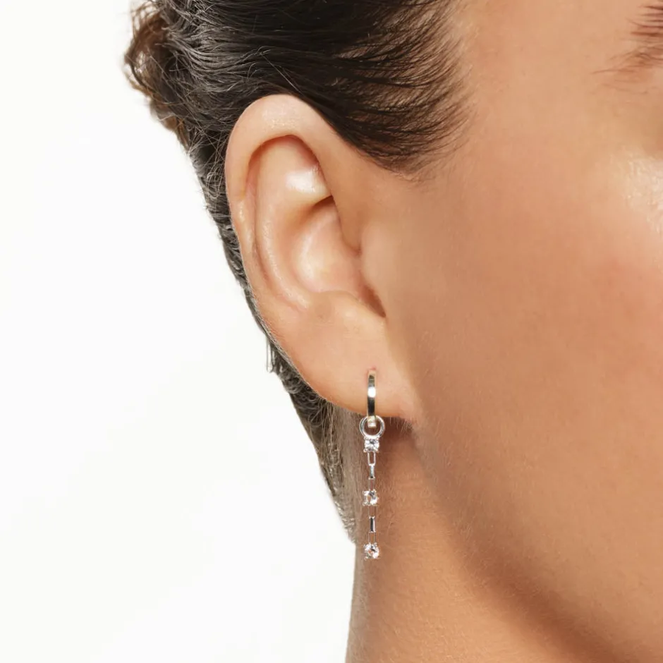 Fashion White Topaz Trio Drop Charm in Silver Natural Gemstones | 925 Sterling Silver