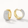 Sale White Zircon Chunky Curve Huggies in Gold Natural Gemstones | 18k Fine Gold Plated