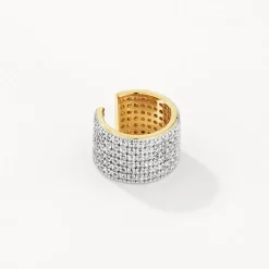 Fashion White Zircon Pave Chunky Ear Cuff in Gold Natural Gemstones | 18k Fine Gold Plated