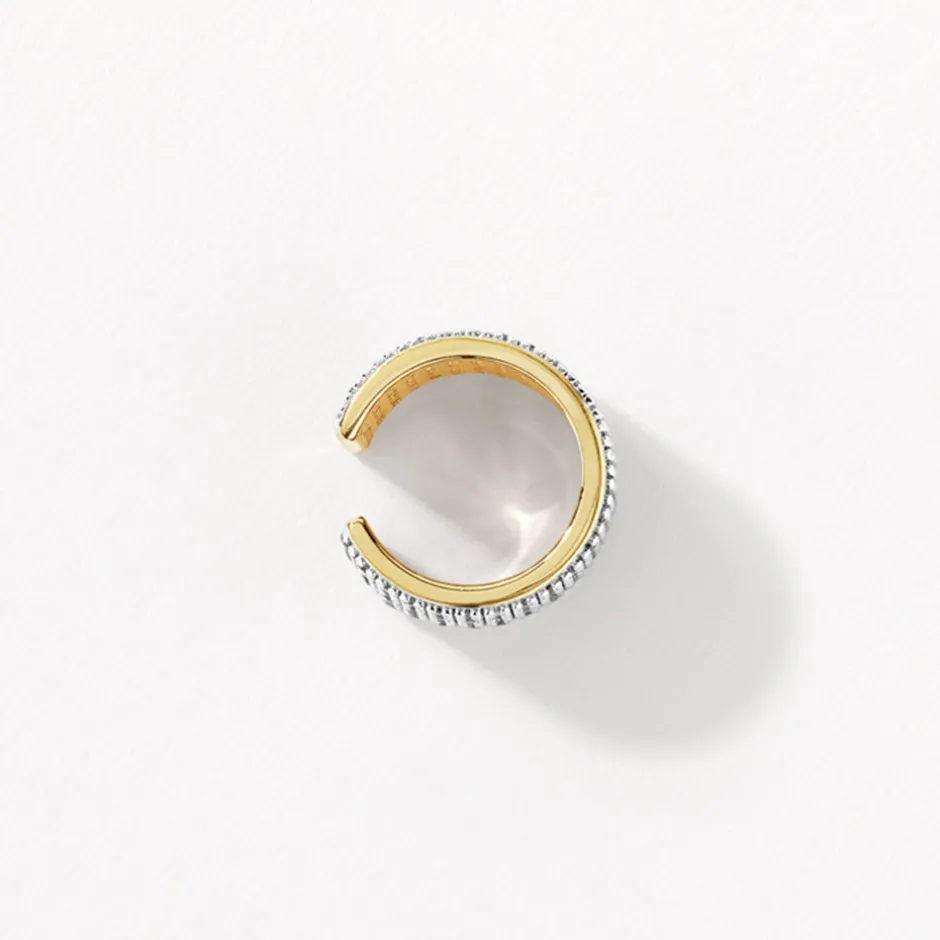 Fashion White Zircon Pave Chunky Ear Cuff in Gold Natural Gemstones | 18k Fine Gold Plated