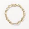 Clearance White Zircon Pave Link Paperclip Chain Bracelet in Gold Natural Gemstones | 18k Fine Gold Plated