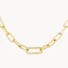 Online White Zircon Pave Link Paperclip Chain in Gold Natural Gemstones | 18k Fine Gold Plated