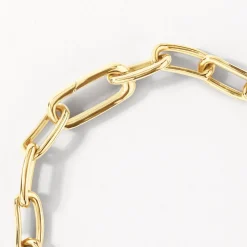 Clearance White Zircon Pave Link Paperclip Chain Bracelet in Gold Natural Gemstones | 18k Fine Gold Plated
