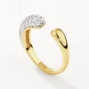 Outlet White Zircon Pave Open Puff Dome Ring in Gold Natural Gemstones | 18k Fine Gold Plated
