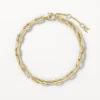 Sale White Zircon Pave Paperclip Chain Bracelet in Gold Natural Gemstones | 18k Fine Gold Plated