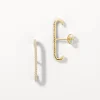 Best White Zircon Pave Suspender Stud Earrings in Gold Natural Gemstones | 18k Fine Gold Plated