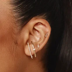 Best White Zircon Pave Suspender Stud Earrings in Gold Natural Gemstones | 18k Fine Gold Plated