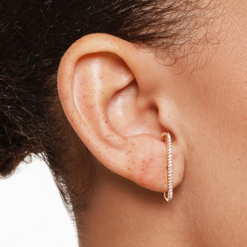 Best White Zircon Pave Suspender Stud Earrings in Gold Natural Gemstones | 18k Fine Gold Plated