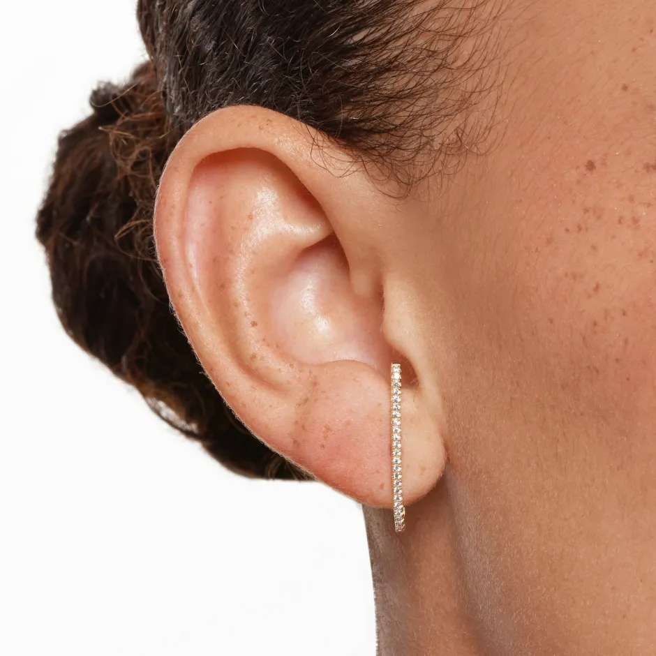 Best White Zircon Pave Suspender Stud Earrings in Gold Natural Gemstones | 18k Fine Gold Plated