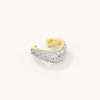 Sale White Zircon Pave Wave Ear Cuff in Gold Natural Gemstones | 18k Fine Gold Plated