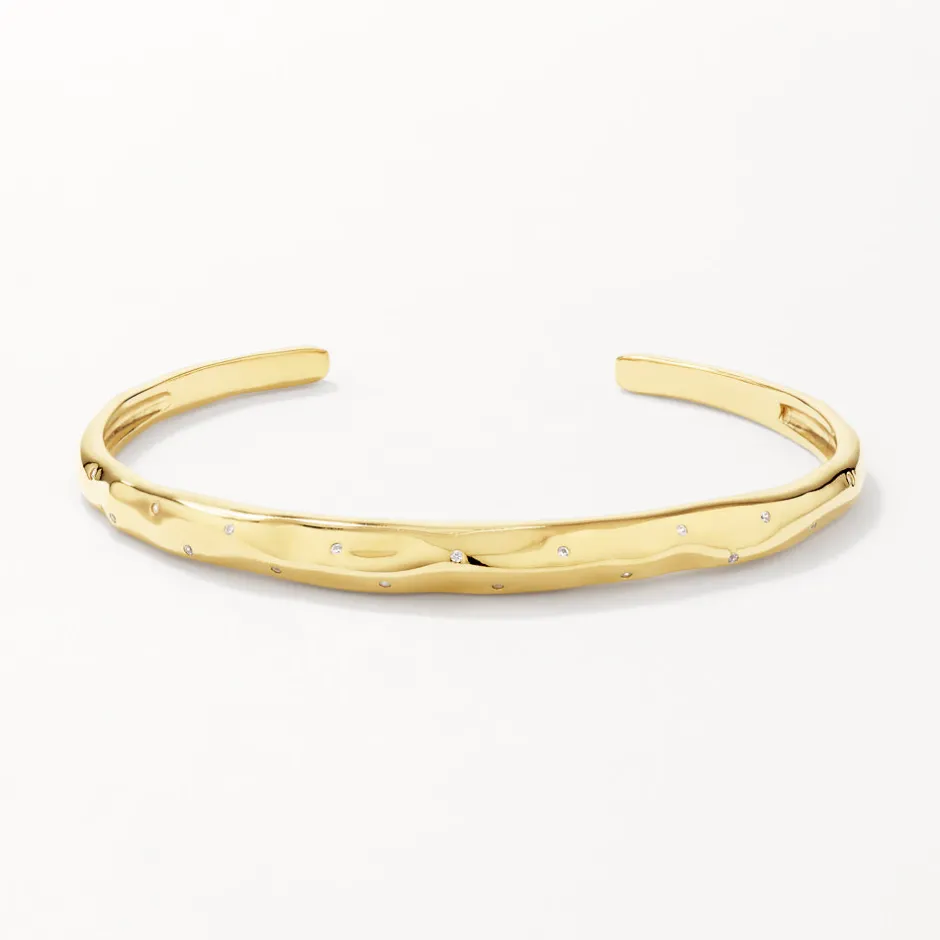 Fashion White Zircon Polka Dot Bangle in Gold Gifts For Her | Natural Gemstones