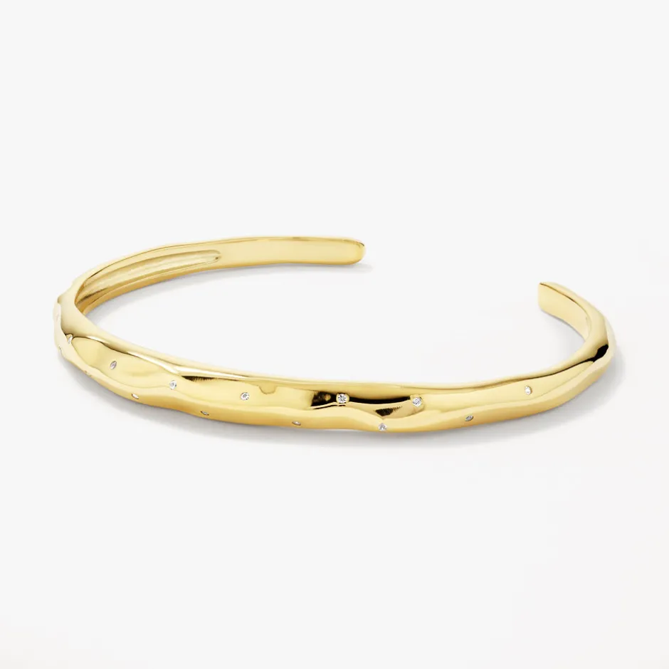Fashion White Zircon Polka Dot Bangle in Gold Gifts For Her | Natural Gemstones