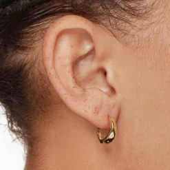 Outlet White Zircon Polka Dot Hoops in Gold Natural Gemstones | 18k Fine Gold Plated