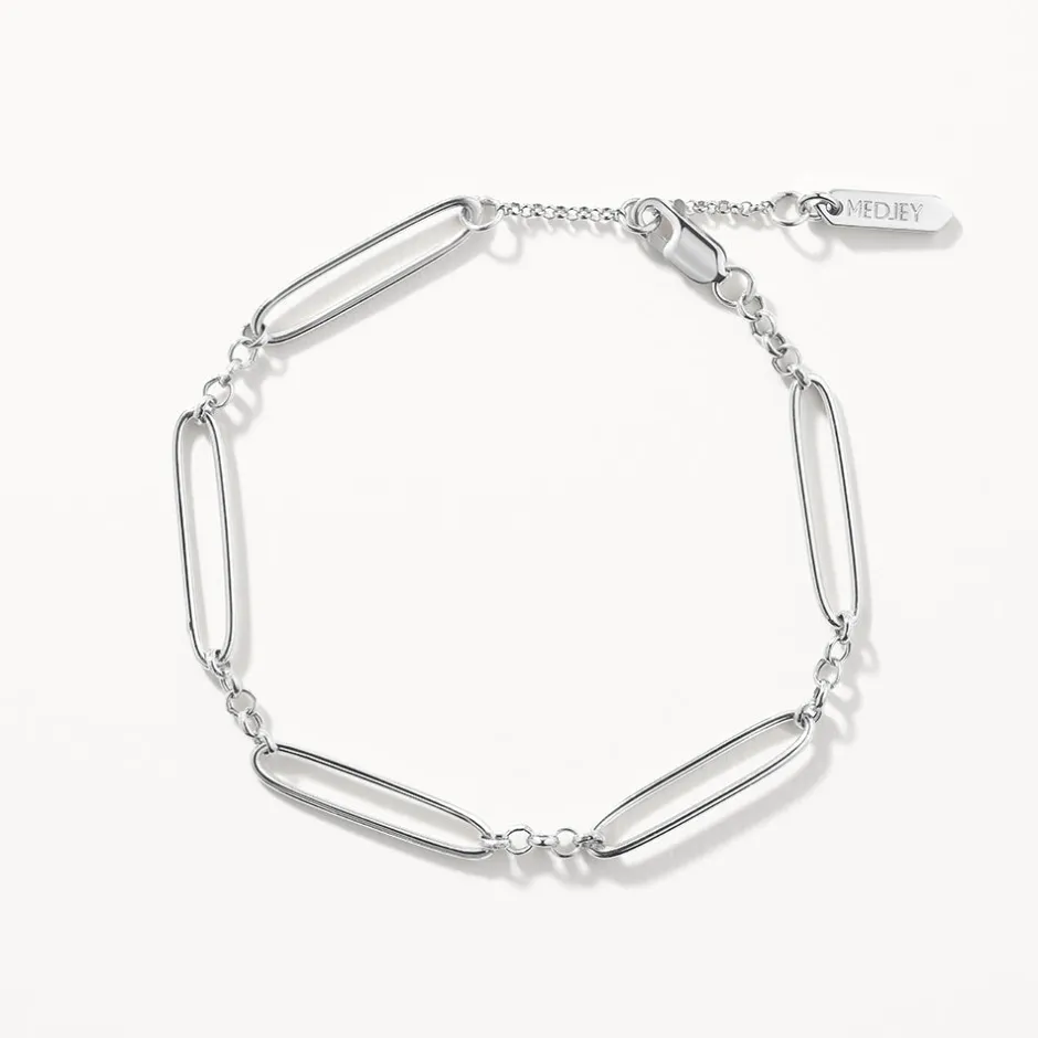 Discount Wire Paperclip Chain Bracelet in Silver 925 Sterling Silver | Bracelets & Bangles