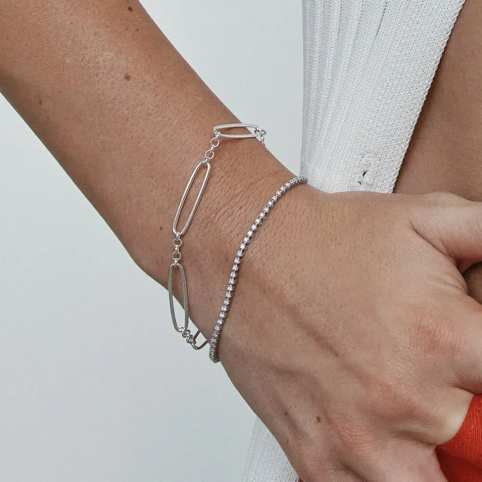 Discount Wire Paperclip Chain Bracelet in Silver 925 Sterling Silver | Bracelets & Bangles