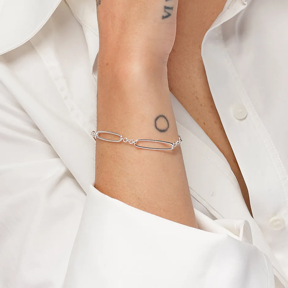 Discount Wire Paperclip Chain Bracelet in Silver 925 Sterling Silver | Bracelets & Bangles