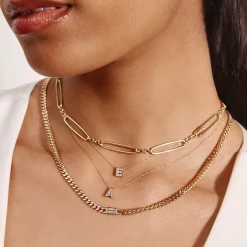 Online Wire Paperclip Chain Necklace in Gold 18k Fine Gold Plated | Necklaces & Pendants