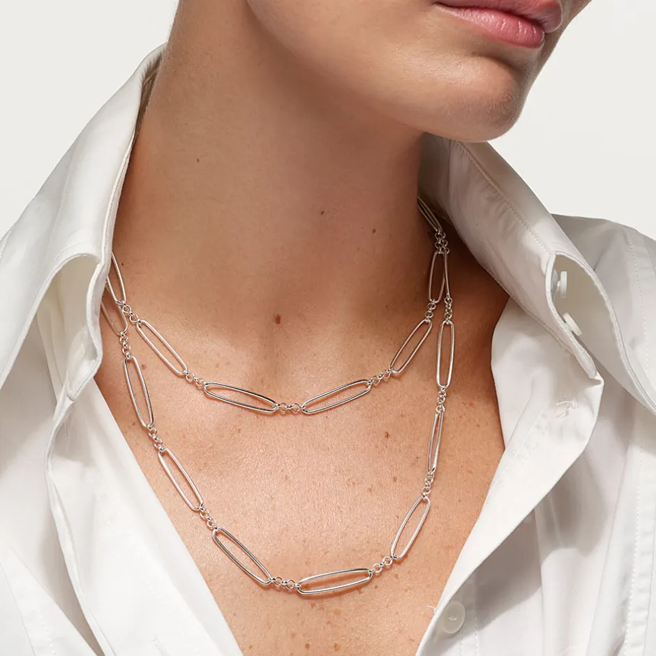 Discount Wire Paperclip Chain Necklace in Silver 925 Sterling Silver | Necklaces & Pendants